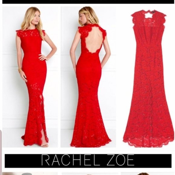 Rachel Zoe Estelle Lace Gown - Red NWT - Picture 4 of 4